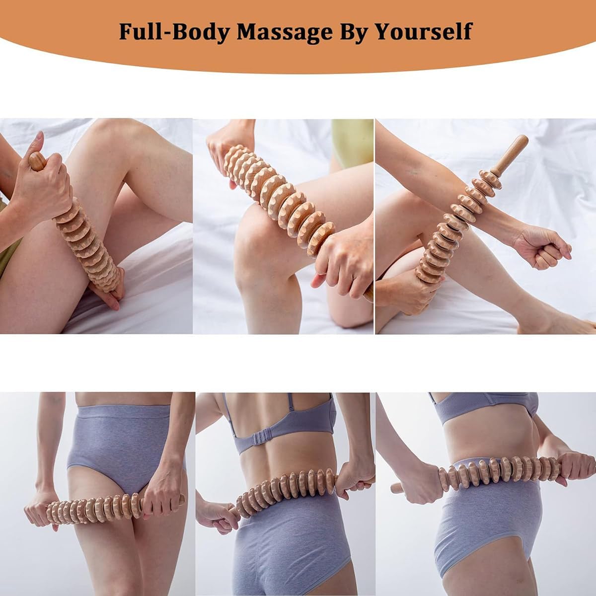 Handheld Wooden Massage Roller – Circulation & Muscle Relief