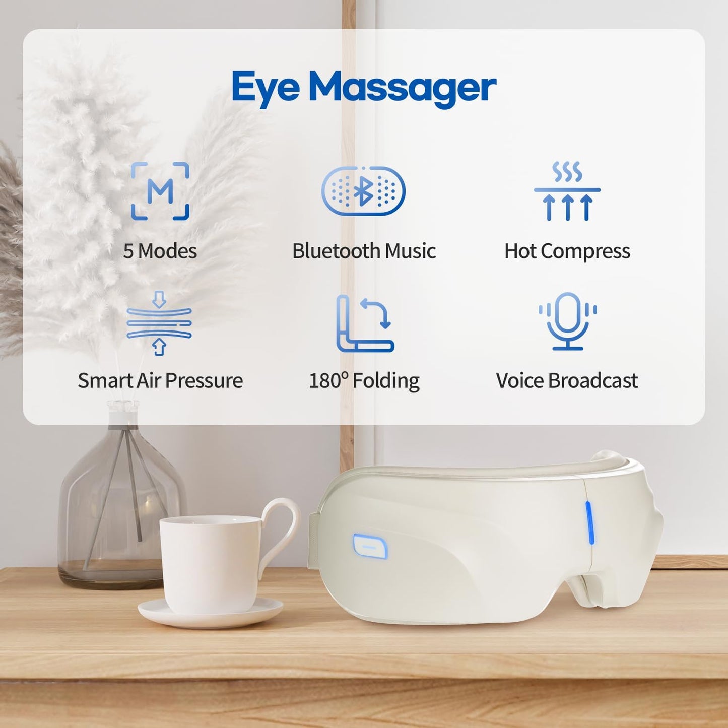 Heated Sound Eye Massager – Vibration & Air Compression Therapy