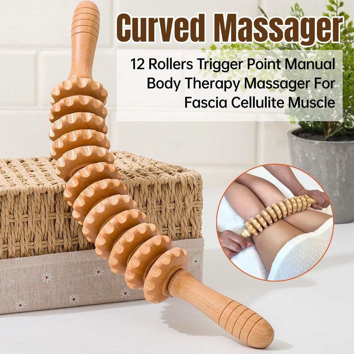 Handheld Wooden Massage Roller – Circulation & Muscle Relief
