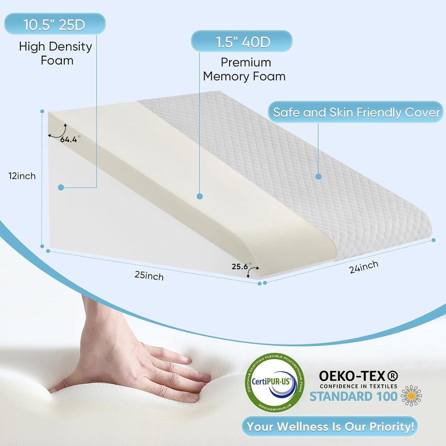 Elevated Wedge Pillow – Acid Reflux & GERD Relief