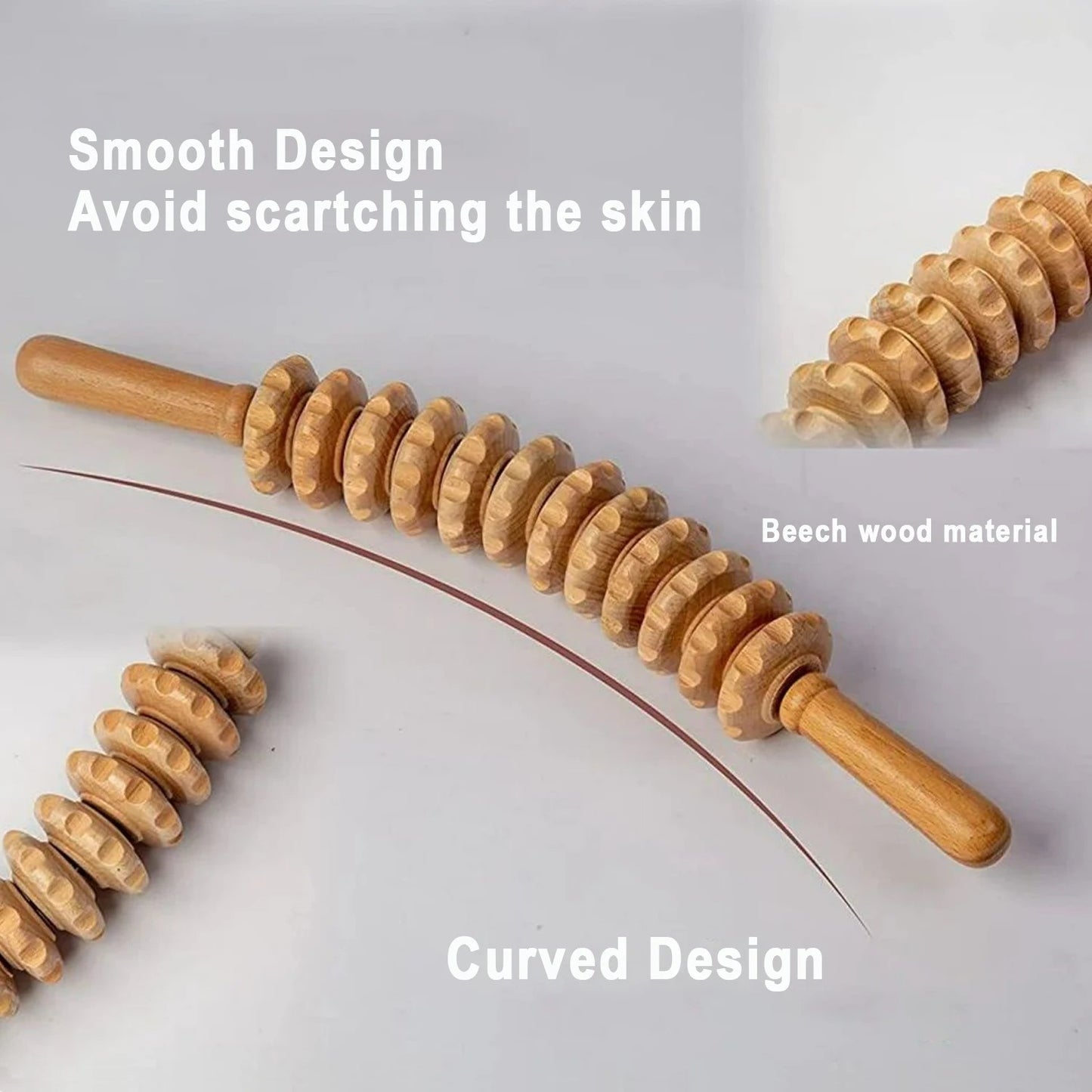 Handheld Wooden Massage Roller – Circulation & Muscle Relief